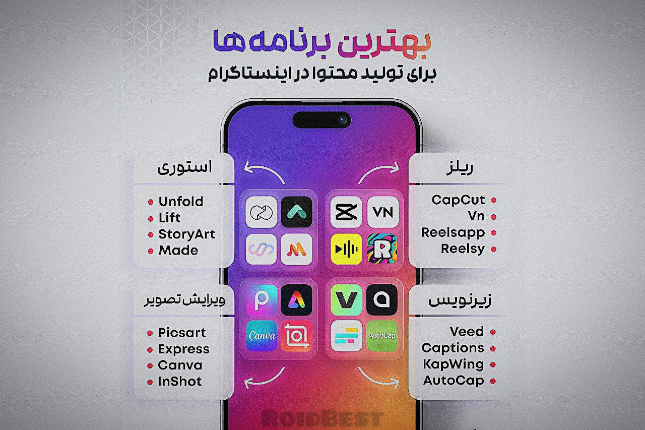 🌐 لیستی از بهترین برنامه‌ها مناسب برای تولیدمحتوا در اینستاگرام👇